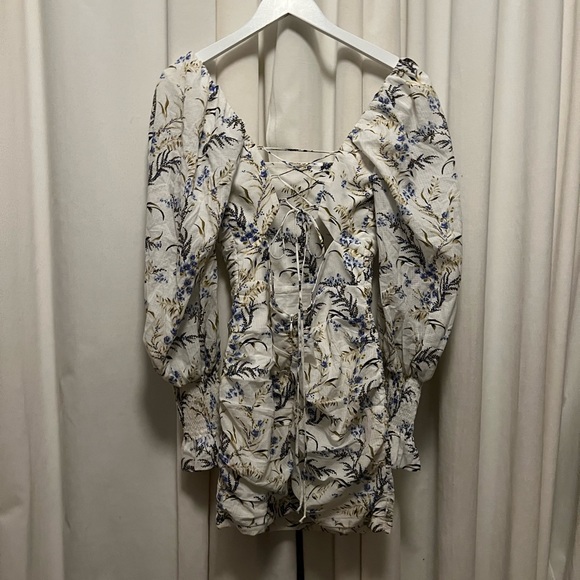 BEC + BRIDGE Lavender Bay Floral Ruched Lace Up Mini Dress US 6 - Picture 14 of 15